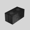 EVO-KM50 Klemmodul zur flexiblen Befestigung von Säulen in modularen Aufbauten, schwarz eloxiert, hintere Ansicht.