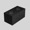 EVO-KM60 Klemmodul zur flexiblen Befestigung von Säulen in modularen Aufbauten, schwarz eloxiert, hintere Ansicht.